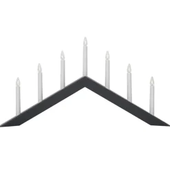 Lysestage Pil, flad, 7-flamme, sort