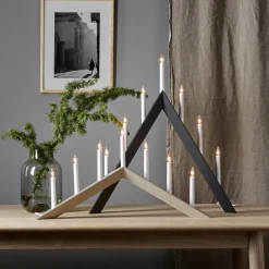 Lysestage Pil, spids, 7-flamme, sort