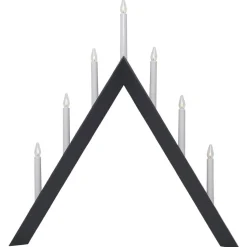 Lysestage Pil, spids, 7-flamme, sort