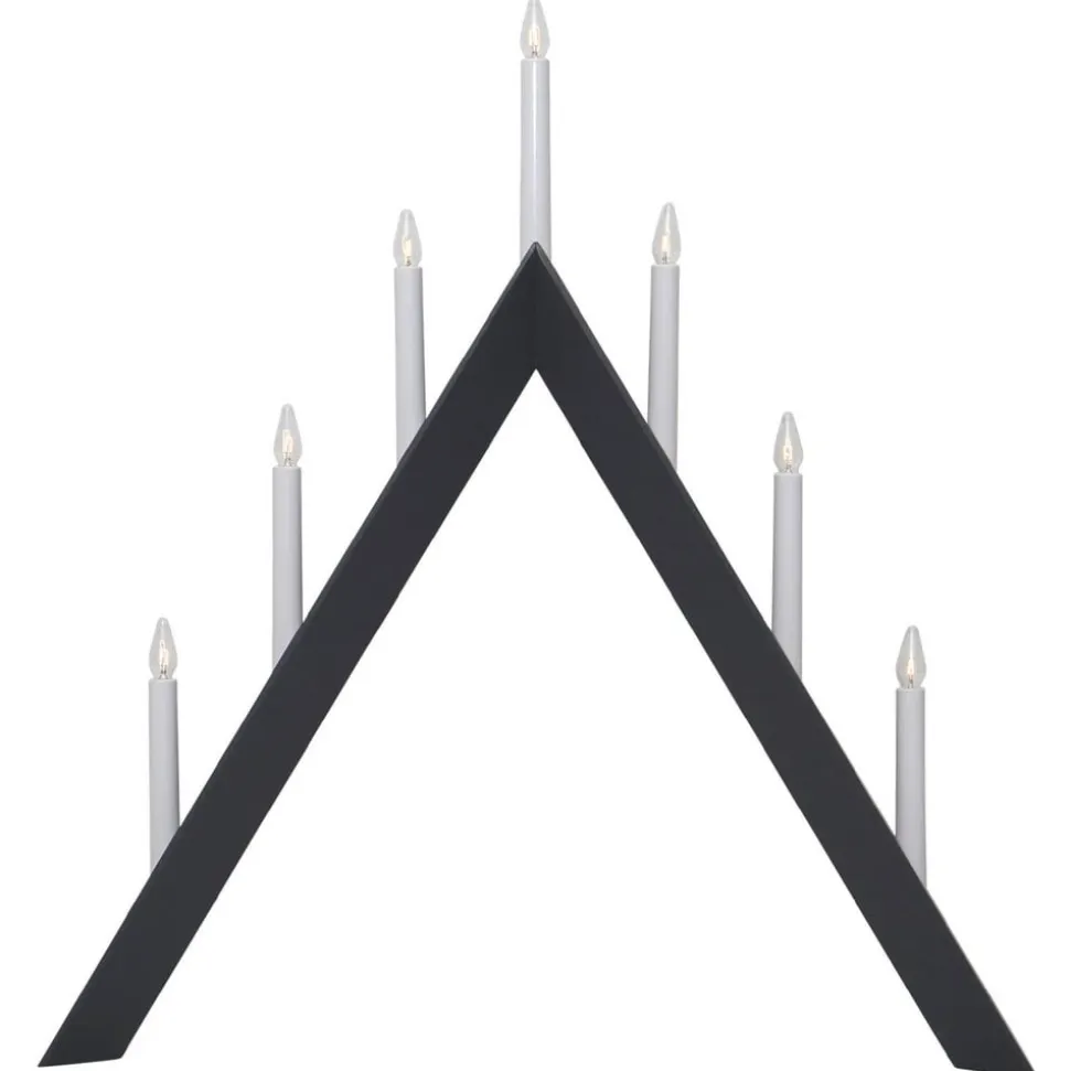 Lysestage Pil, spids, 7-flamme, sort