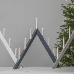 Lysestage Pil, spids, 7-flamme, sort