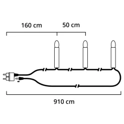 Lyskæde til træ, med 16 lys, 9,1 m, delbart stik