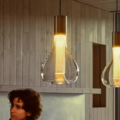 LZF Eris LED-pendellampe, glas, aluminium/elfenben