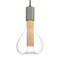 LZF Eris LED-pendellampe, glas, aluminium/bøg