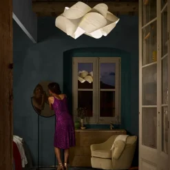 LZF Swirl pendellampe sort kabel Ø 54cm elfenben