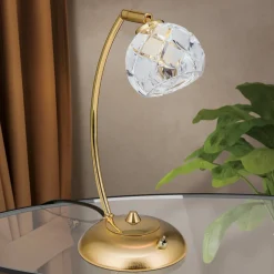 Maderno bordlampe med blykrystal, guld