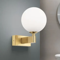 Mara væglampe, messingfarvet, glas, 17,5 cm høj, G9, IP44