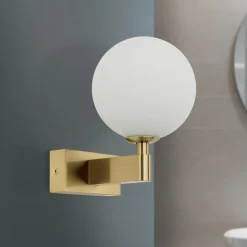 Mara væglampe, messingfarvet, glas, 17,5 cm høj, G9, IP44