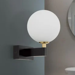 Mara væglampe, sort, glas, 17,5 cm høj, G9, IP44