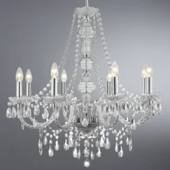 Marie Therese lysekrone, krom, 8 lyskilder