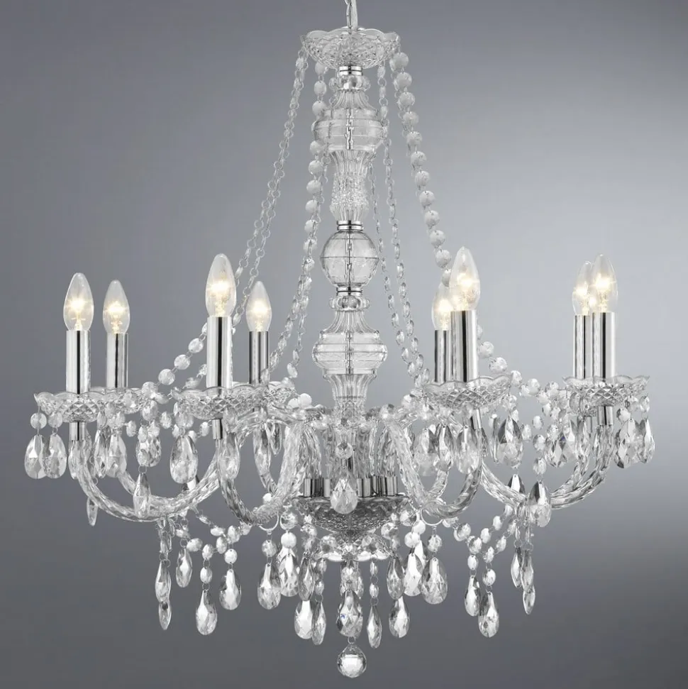 Marie Therese lysekrone, krom, 8 lyskilder