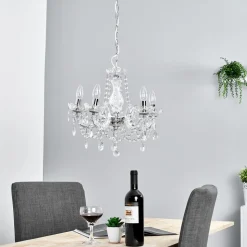 Marie Therese lysekrone, krom, 5 lyskilder