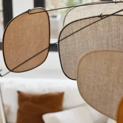 MARKET SET Hængelampe Screen 70's, Ø 110 cm, hør, farvet