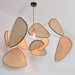 MARKET SET hængelampe Screen XL, 60 cm, natur, rattan