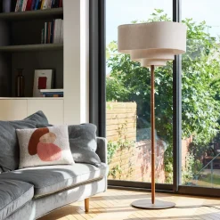 MARKET SET Pebble tekstil-gulvlampe, creme