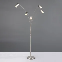 Marley gulvlampe, nikkel, højde 200 cm, 5 lyskilder, metal