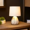 Marmo bordlampe med keramisk fod, hvid