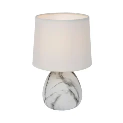 Marmo bordlampe med keramisk fod, hvid