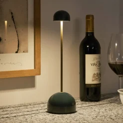 MARSET LED-batteridrevet bordlampe Sips, grøn/guld, 31 cm, stål