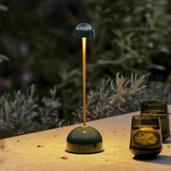 MARSET LED-batteridrevet bordlampe Sips, grøn/guld, 31 cm, stål