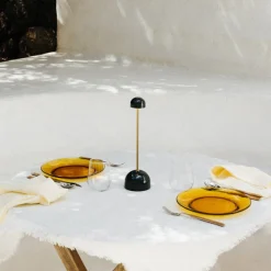 MARSET LED-batteridrevet bordlampe Sips, grøn/guld, 31 cm, stål