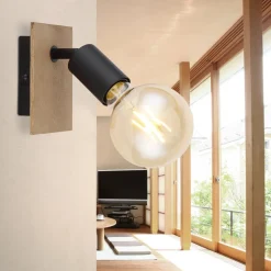 Martha væglampe med træplade