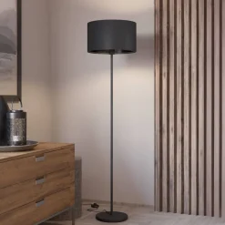 Maserlo gulvlampe, sort, højde 151 cm, stof/stål