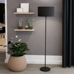 Maserlo gulvlampe, sort, højde 151 cm, stof/stål