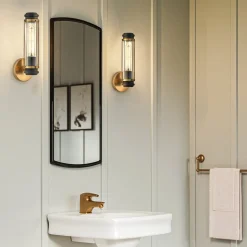 Masthead væglampe til badeværelset, messing, 1 lyskilde, højde 35 cm