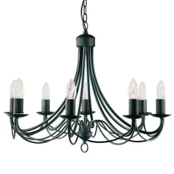 Maypole lysekrone, mat sort, 8 lyskilder