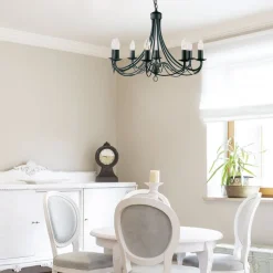 Maypole lysekrone, mat sort, 8 lyskilder