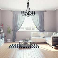 Maypole lysekrone, mat sort, 5 lyskilder