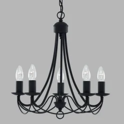 Maypole lysekrone, mat sort, 5 lyskilder