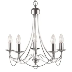 Maypole lysekrone, satineret sølv, 5 lyskilder