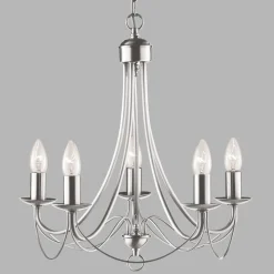 Maypole lysekrone, satineret sølv, 5 lyskilder