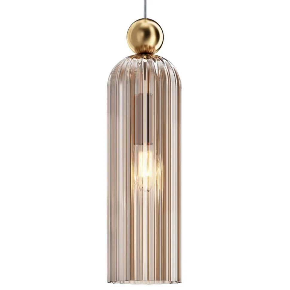 Maytoni Antic hængelampe, glasskærm i cognac