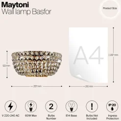 Maytoni Basfor væglampe med flot krystalvedhæng