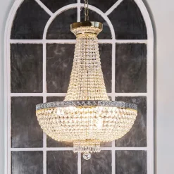 Maytoni Bella lysekrone, guldfarvet, krystal, Ø 50 cm