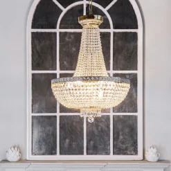 Maytoni Bella lysekrone, guldfarvet, krystal, Ø 50 cm