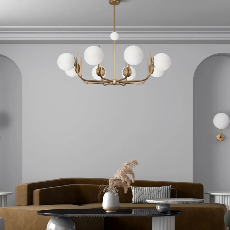 Maytoni hængelampe Rendez-vous, 8 lyskilder, messingfarvet