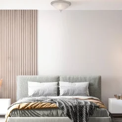 Maytoni loftlampe Pascal, hvid/guld, Ø 35 cm glas/metal