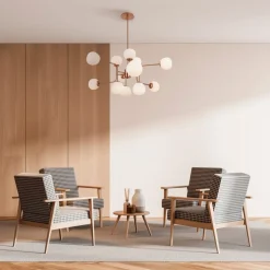 Maytoni lysekrone Erich, messing roséglas/metal 12 lyskilder.