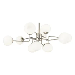 Maytoni lysekrone Erich, nikkelfarvet glas/metal 12 lyskilder.