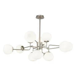 Maytoni lysekrone Erich, nikkelfarvet glas/metal 12 lyskilder.