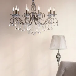 Maytoni lysekrone Grace antik messing metal/glas 10 lyskilder.