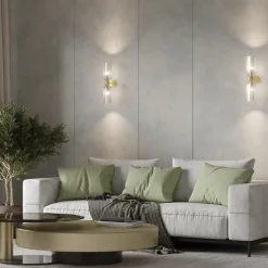 Maytoni væglampe Antic, 2 lyskilder, guld/amber, glas