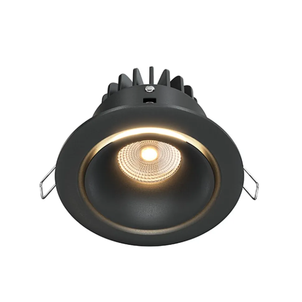 Maytoni Yin LED indbygningslampe, IP20, 3000K, triac, sort
