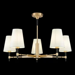 Maytoni Zaragoza lysekrone, 5 lyskilder, stofskærm