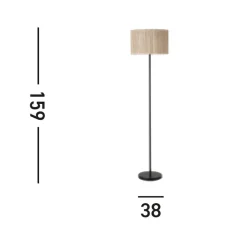 Meadow gulvlampe, sort, brun, naturfiber, stål