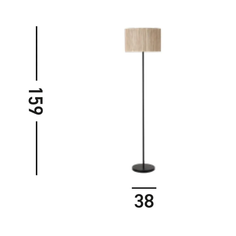 Meadow gulvlampe, sort, brun, naturfiber, stål